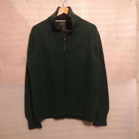 BANANA REPUBLIC Green 100%CASHMERE quarter zip Pullover Sweater w/Measurement XL - Picture 3 of 8